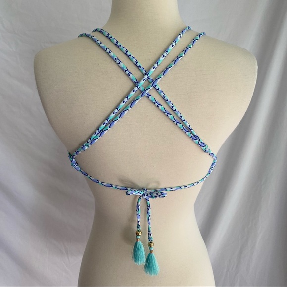 Victoria’s Secret The Gorgeous Bikini Top Strappy Tassel Blue Paisley 32D - Picture 4 of 12